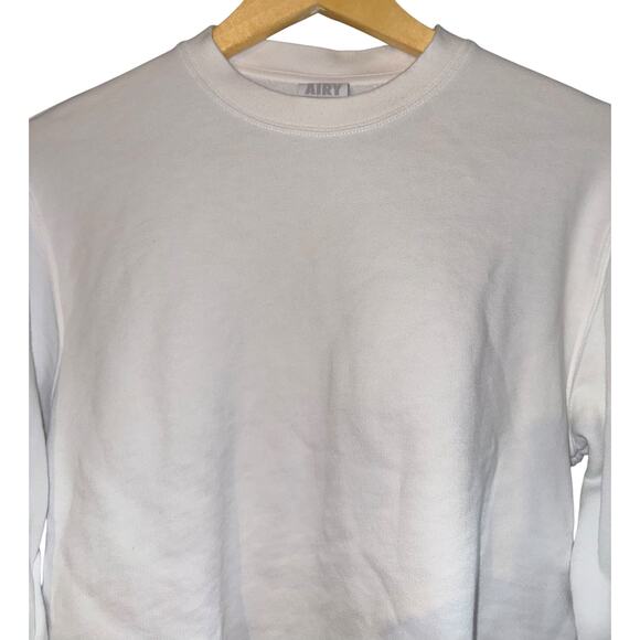 Aritzia Tna Airy Cropped Fleece Sweatshirt White Women's 2XS Oversized Old Money - Picture 3 of 8